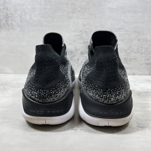 Nike Free RN Flyknit 2018 Running Shoes - Men's Size 12 - Oreo Black White - Picture 6 of 10